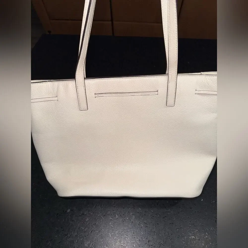 Kate Spade Hayes Ivory Pebbled Leather Double Handles Zip Tote Bag - NWT $379 - Picture 4 of 16